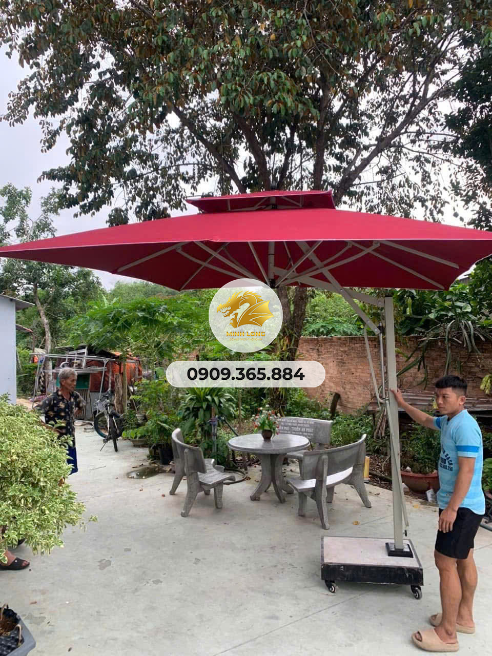 Dù Vuông Lệch Tâm 3.5x3.5m Hai Tầng