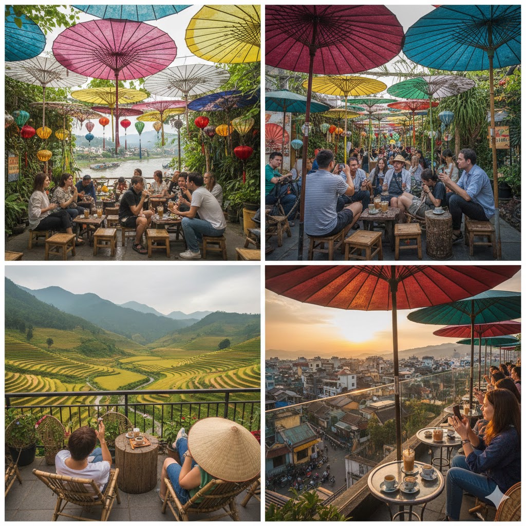 Quán cà phê sân vườn, cà phê view cao